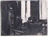 Paul-Albert Besnard, Intimacy (Intimite), c.1889, etching and drypoint on paper
