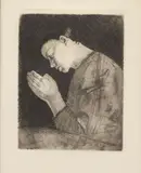 Käthe Kollwitz, Betendes Madchen, etching on paper
