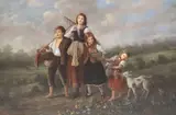James Colman, Young Farming Family, oil on canvas