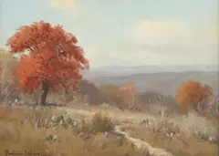 Porfirio Salinas, Hill Country Fall Landscape, oil on board