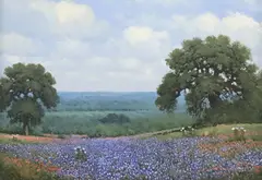 Randy Peyton, Texas Bluebonnets Landscape, oil on canvas