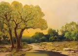 Aubrey Dale Greer, Sunrise Creek Landscape, oil on canvas
