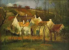 Trevor James, Landscape with Farmhouse, oil on canvas