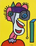 Between Day and Night by Paul Indrek Kostabi, acrylic painting on canvas, offered Nov 2024