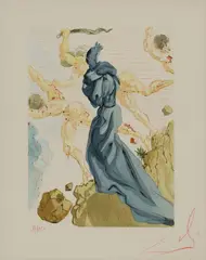 Salvador Dalí, The Borders of Phlegethon, woodcut in colors on paper