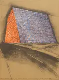 Christo, Texas Mastaba (Project for 500,000 Stacked Oil Drums), lithograph and screenprint with collage