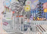 Pedro Friedeberg, Calma, giclee print in colors on canvas