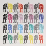 Pedro Friedeberg, Perros, silkscreen print in colors on paper
