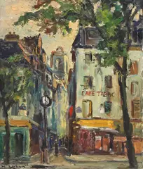 Harry Urban, Paris Street Scene, oil on canvas