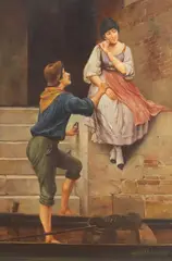 Eugene de Blaas, " The Fisherman's Wooing, oil on canvas