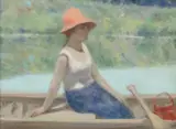Andre Gisson, Girl in Rowboat, oil on canvas