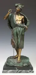 Achille D’Orsi, Neapolitan Fisherman, Patinated bronze sculpture