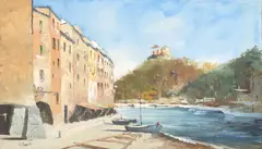 Narciso Scotti, Portofino Village, oil on canvas