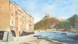 Narciso Scotti, Portofino Village, oil on canvas
