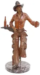 Elie Hazak, Thirsty Fella, Western patinated bronze sculpture