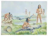 Tom Jones, Indians of the Coastal Bend of Texas, watercolor painting on paper