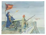Tom Jones, Indians of the Coastal Bend of Texas, watercolor painting on paper