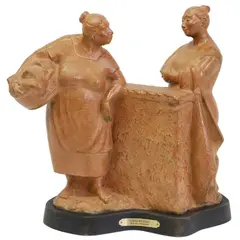 Comadreando by Martha Pettigrew, Cold-painted bronze sculpture, offered Jun 2022