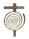 Bill Worrell, Symbol VIII, Gilt and patinated bronze wall-mounted sculpture