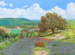 Manuel Garza, Bluebonnets, oil on canvas
