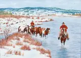Manuel Garza, Horses Drive, oil on canvas