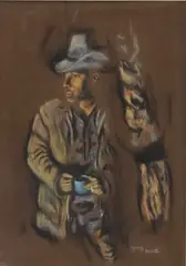 Cowboy by Nancy Worth, pastel drawing on paper, offered Jun 2022