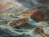 James William Blanch, The Sinking of the Santissima Trinidad, oil on Masonite