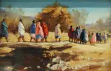 John Koenig, Part of the Procession, oil on Masonite