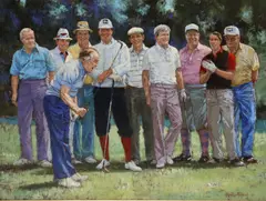 Golfers by Nenad Mirkovich, oil on canvas, offered Jun 2022