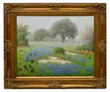 Don Warren, Texas Bluebonnets in the Rain, oil painting on canvas
