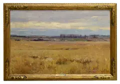 Landscape by Dwight William Tryon, oil painting on board, offered Jun 2017