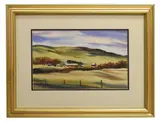 John Herreilers, Hills & Farm Buildings, water color on paper