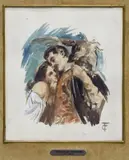 Tranquillo Cremona, T.C., watercolor on paper under glass