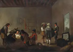 Gathering of Soldiers by Pieter Jacobsz Codde, Flemish School oil on canvas, sold Dec 2025
