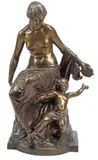 Joé Descomps, Mother's Joy, Patinated bronze sculpture