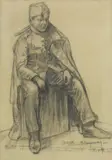 Ger Langeweg, Seated Soldier, charcoal drawing on paper