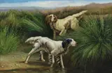 Percival Leonard Rosseau, English Setters on the Hunt, oil painting on canvas