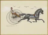 Charles Wysocki, Gentleman in Horse-drawn Cart, gouache on artist's board