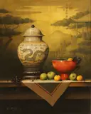 Ken Fleisch, Wood Apples and Apricots, oil on canvas