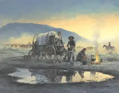 Donald M. Yena, Evening Fire, oil on canvas