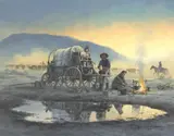 Donald M. Yena, Evening Fire, oil on canvas