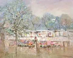 Lou Gordon, The Flower Seller, oil on canvas