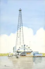 Richard Dillingham, Oil Platform, watercolor