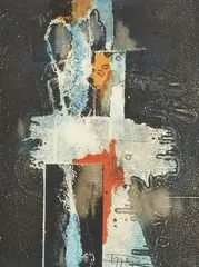 László Dús, Litho IV, lithograph in colors on paper