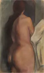 Andreas Hadjialexiou, Female Nude, oil pastel drawing on paper