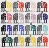 Pedro Friedeberg, Perros, silkscreen print in colors on paper