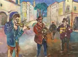 Benito Lazzari, Strada di Paese, oil on canvas