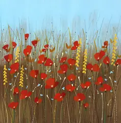 Danielle Hafod, Field of Poppies, acrylic