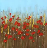 Danielle Hafod, Field of Poppies, acrylic