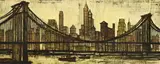Bernard Buffet, Brooklyn Bridge, lithograph on board